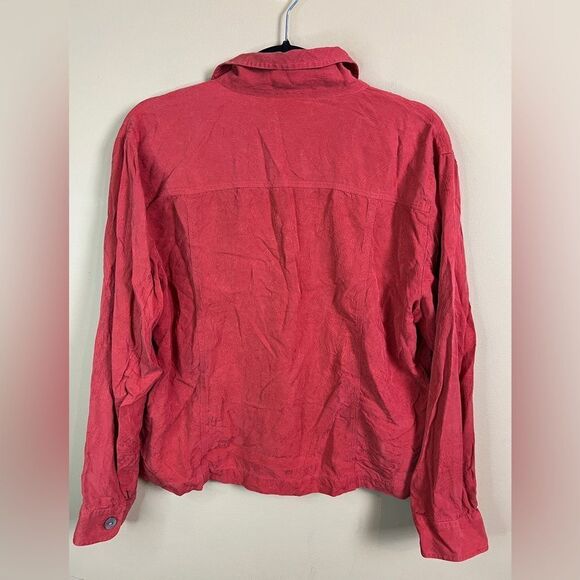 90s Vintage Chicos Size 2 Red Rust 100% Silk Button Up Long Sleeve Western Shirt - Picture 6 of 6